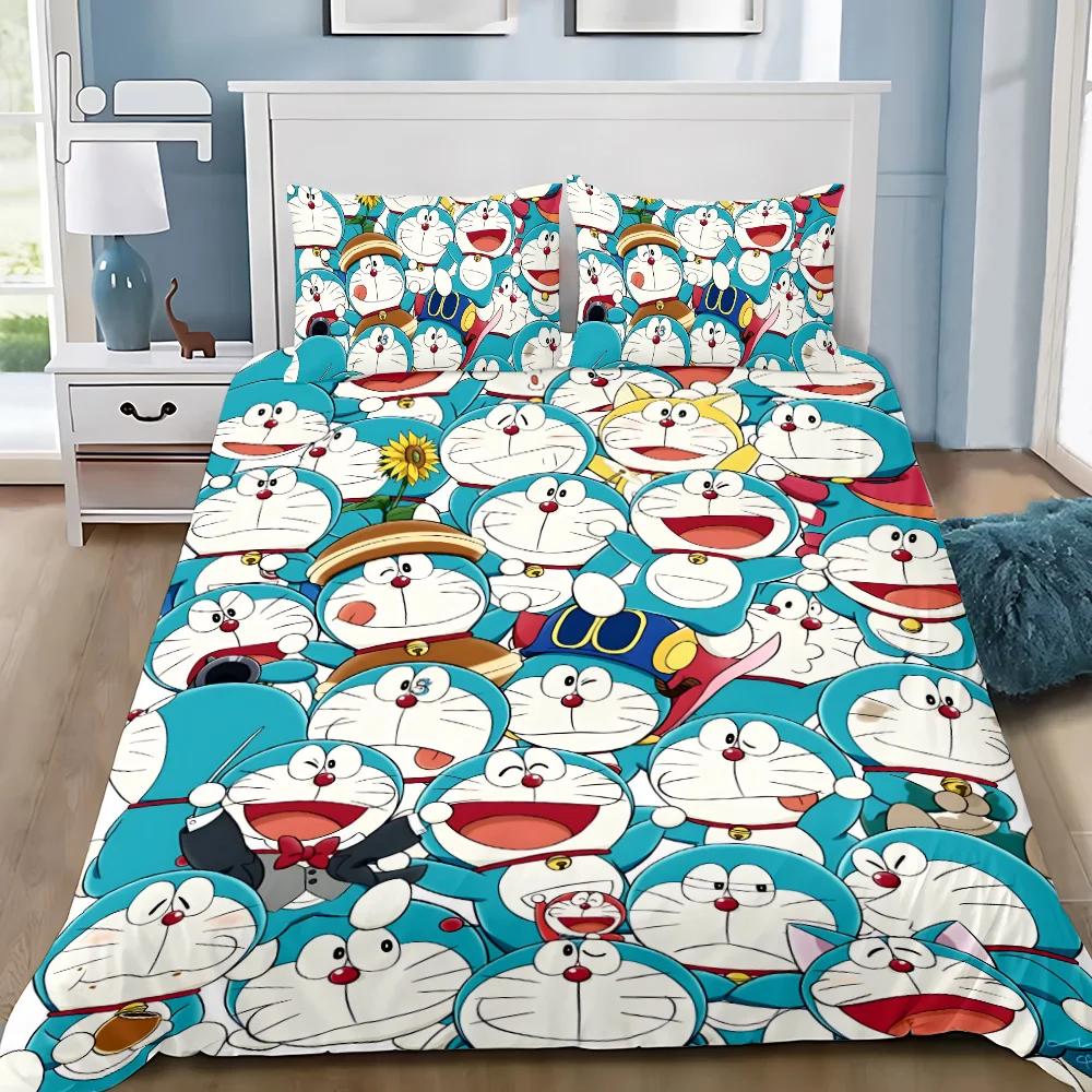 Carton D-Doraemons Soft Duvet Cover Pilowcase Children Beding Set Adult People Boy Girl Bedrom Decoration Gift Single Double Large Sized Dimensions