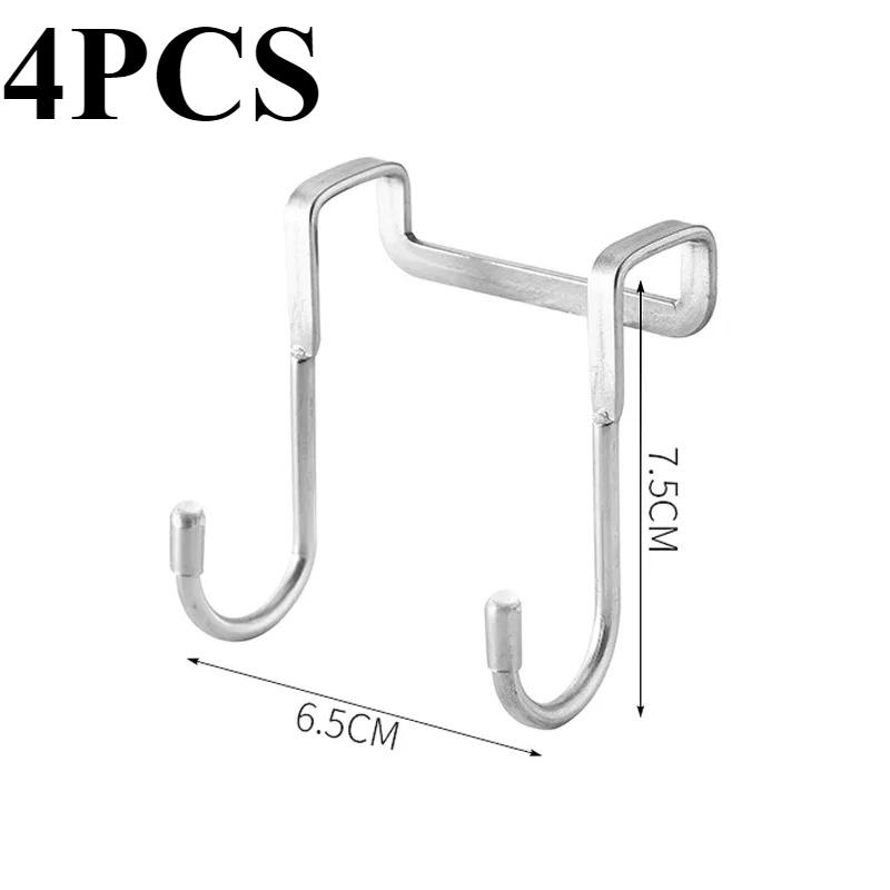 304 Stainless Steel Hook Free Punching Double S-Shape Hook Kitchen Bathroom Cabinet Door Silvery Type Coat Towel Storage Hanger