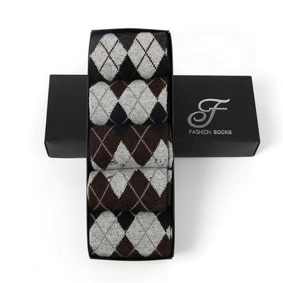 Argyle Check Men's Mid-Calf Socks 5-Pair Set / Daily Socks