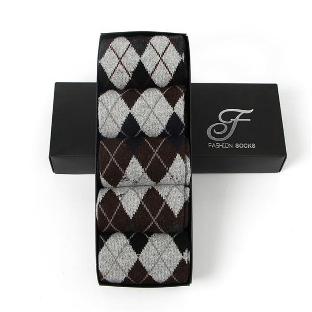 

Шкарпетки чоловічі до середини гомілки з візерунком Аргайл, набір 5 пар / Повсякденні шкарпетки