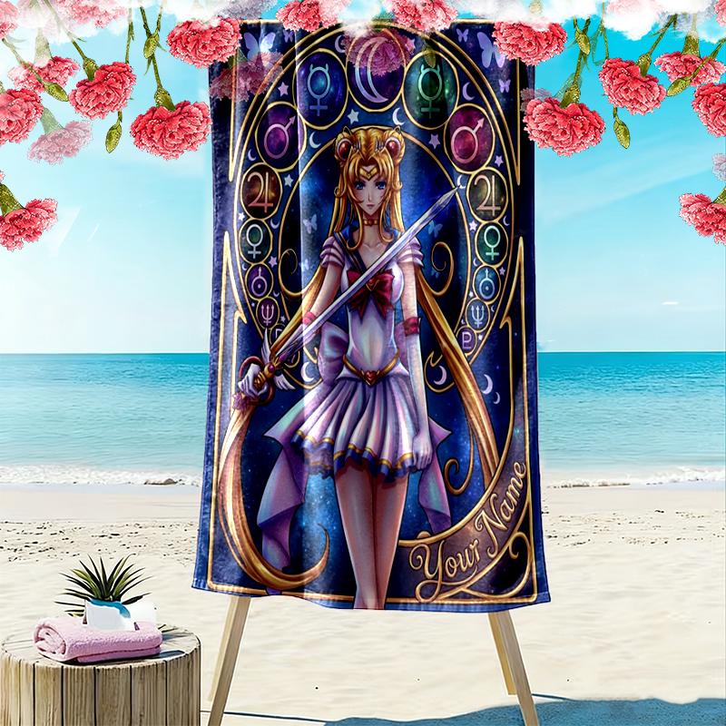 Custom NameFantasy Art Beach Towel Soft Microfiber Summer Towel Quick Dry Absorbent Towel for Beach Swimming Pool Travel