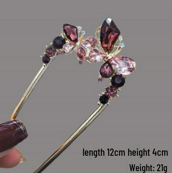 Épingle à cheveux vintage en forme de U avec pompon paon pour femmes - Épingle à chignon nacrée pour Cheongsam et Hanfu