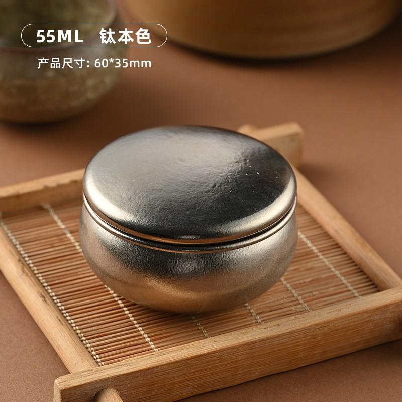 Pure Titanium Tea Canister Round Airtight Home Office Outdoor Storage