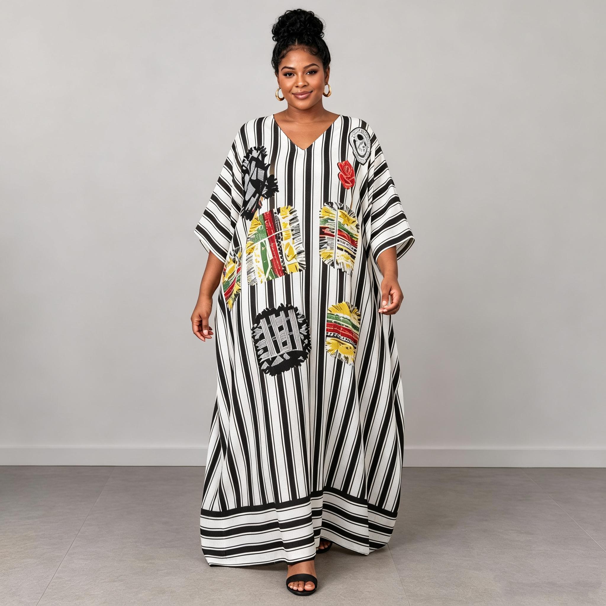 2026 Spring Collection Cross-Border Women s Casual Striped Vest Loose Batwing Sleeve Dashiki with Polyester Material Pocket One Size