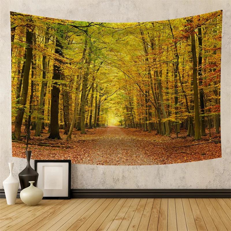 Forest Pathway in the Misty Mountain Tapestry Wall Hanging Art Nature Landscape Tapestries Home Decor for Living Room Bedroom