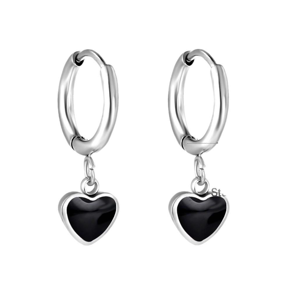 Love earrings simple personality cute girl color dripping oil heart stud earrings stainless steel earrings