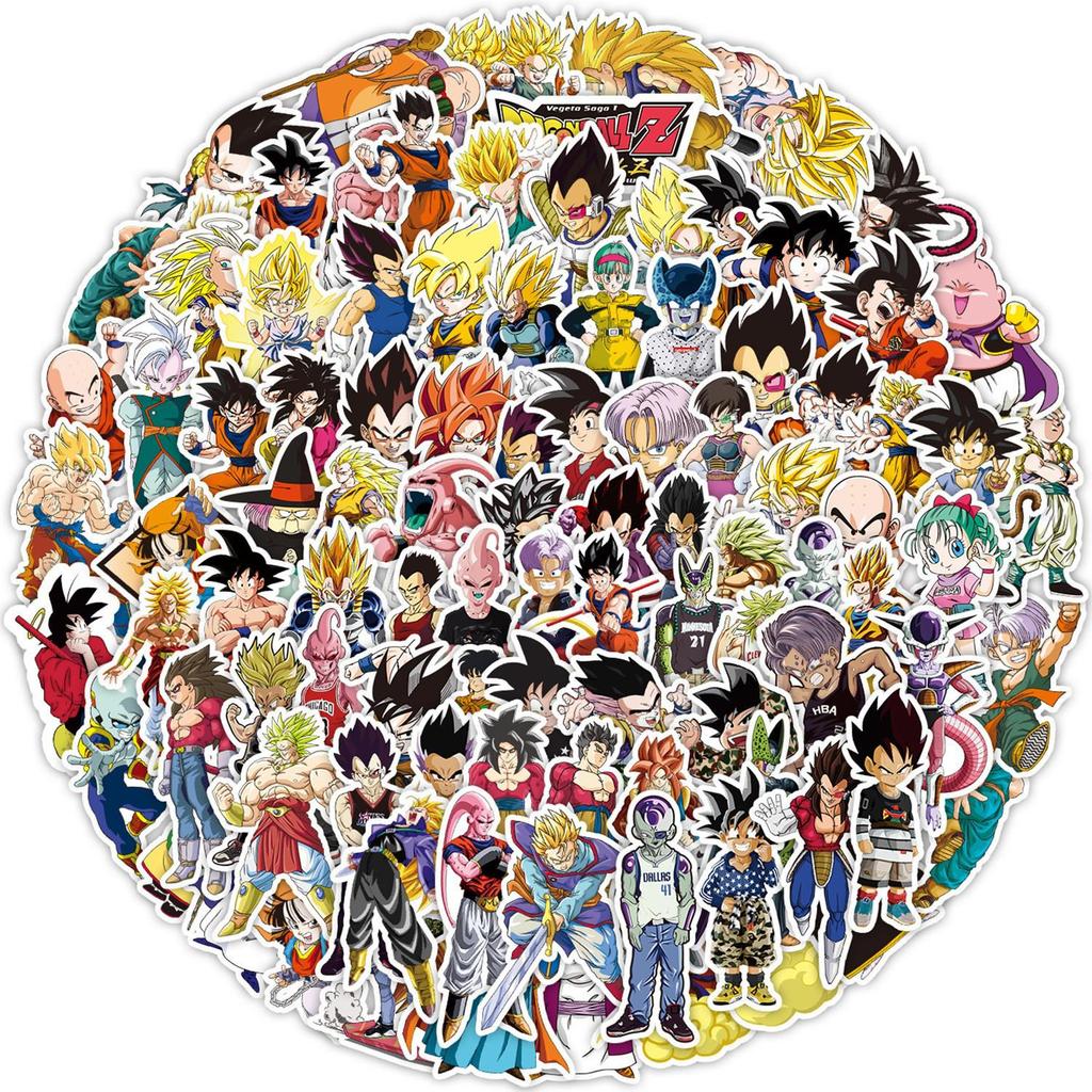 Dragon Ball & One Piece Waterproof Graffiti Stickers - 50/100 Pack for Phone, Fridge, Luggage, Notebook & Journal Decoration