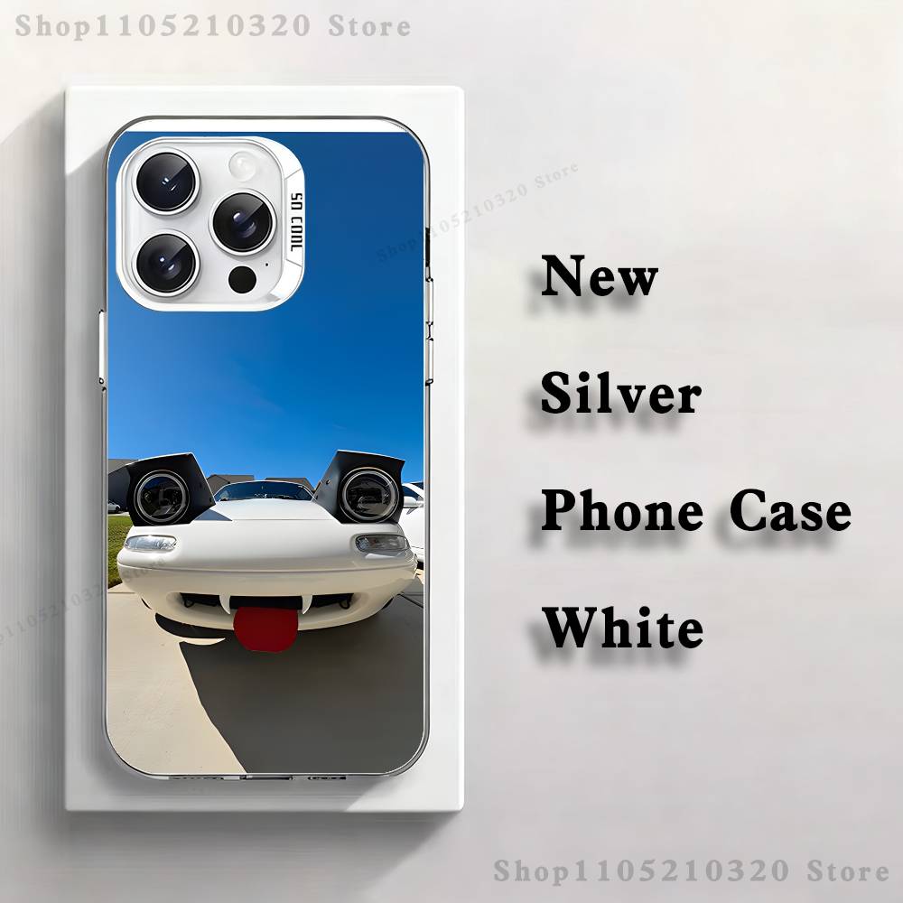 Cute M-Miata M-Mx5 Red Car Phone Case For iPhone 17,16,15,14,13,12,11,Mini,Pro,E,MAX White Matte Silicone Whtie Cover