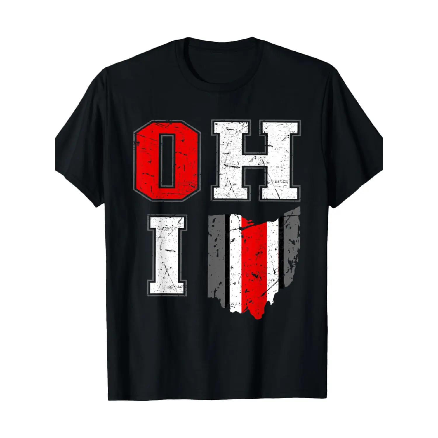 Ohio State Buckeye Map T-Shirt - Vintage Ohio State Buckeye Logo, Casual Short S