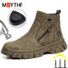 Qualitätslederstiefel Sicherheitsschuhe Herren Durchschlagsicher Durchtrittsicher Arbeitsstiefel Stahlkappenschuhe Verbrühschutz Schweißstiefel Sicherheit