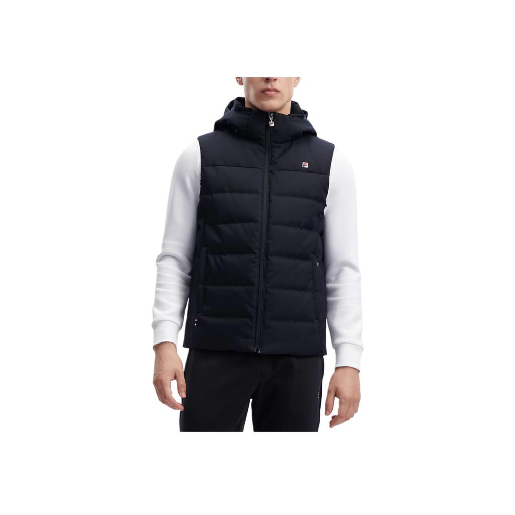 Fila 2023 Winter New Simple Fashion Basic Warm Hooded Down Vest Men Tops Legendary-Blue F11M341902F-NV