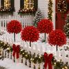 Decorative Faux Flowers for Dining Table Christmas Artificial Poinsettia Flower Topiary Tree, Fade Resistant Bush with Spike, Realistic Vivid