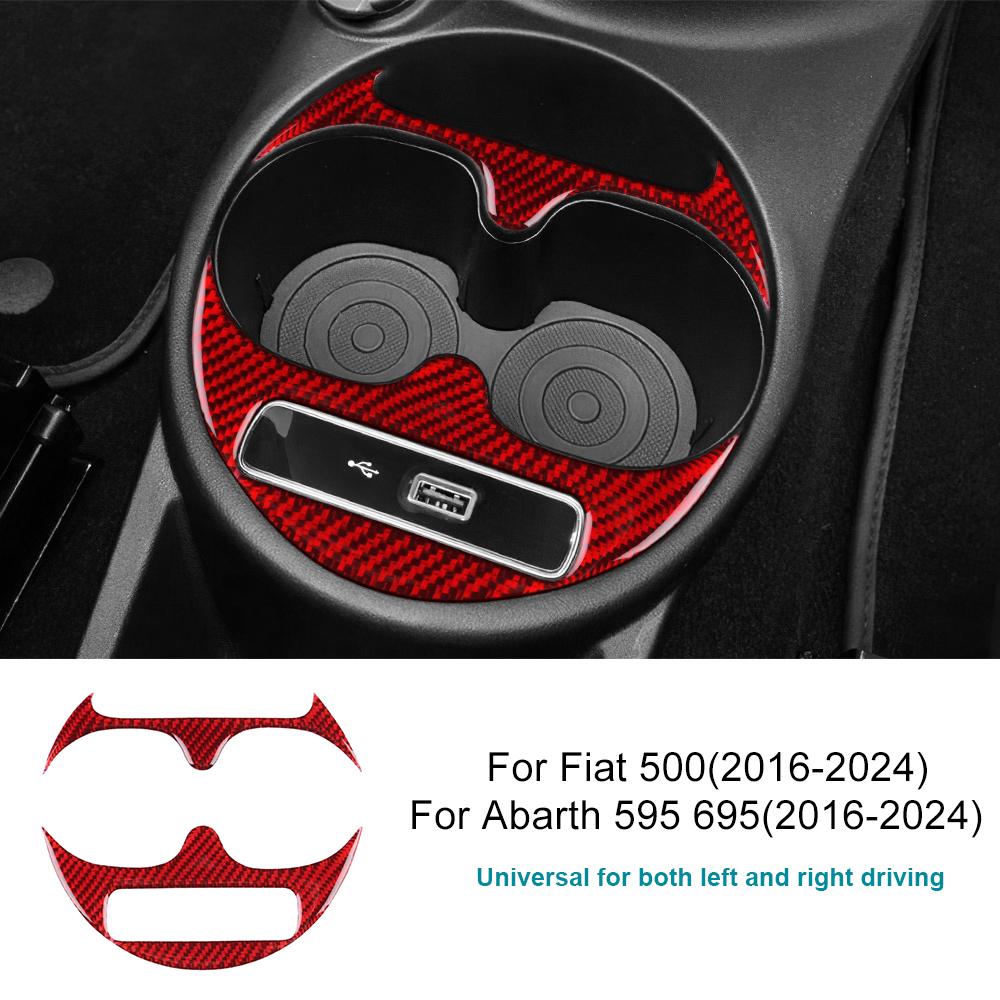 Real Soft Carbon Fiber Sticker For Fiat 500/Abarth 595/695 2016 2017 2018 2019 2020 2025 2025 2025 2025 LHD RHD Cup Holder Trim