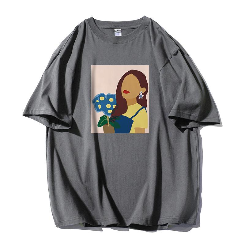 Shellsuning Oversized 100% bavlněné tričko Harajuku pro ženy Letní móda Jednoduchý krátký rukáv Měkká trička Dámské základní gotické topy