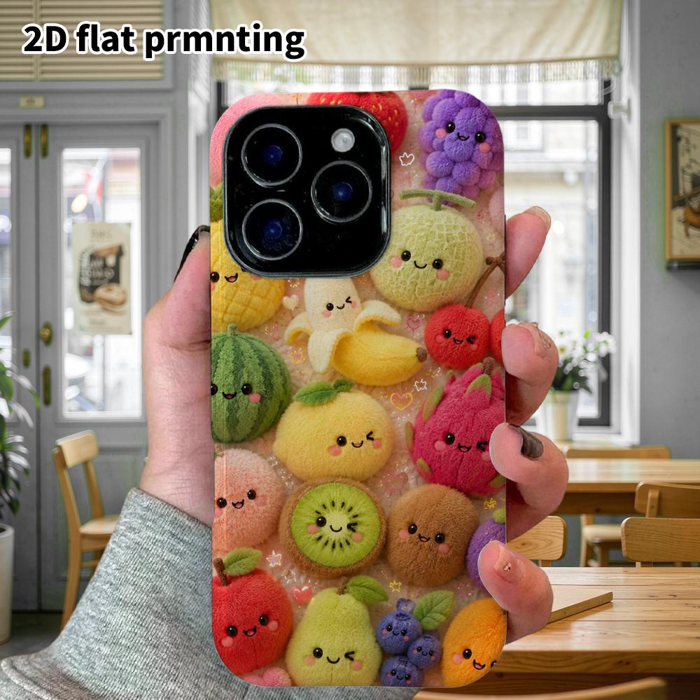 Phone case: 2D flat, suitable for iPhone 18 17 16 15 14 13 12 Pro protective case, fruit family, perfect Christmas and Halloween holiday gift