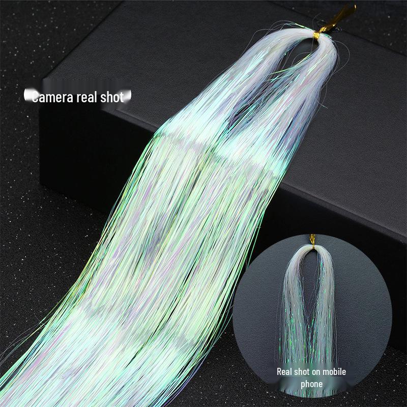 Gold Laser Tinsel Hair Extensions - Shiny Metal Wire, Colorful and Seamless.