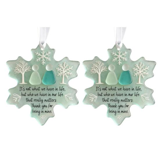 Snowflake-Shaped Sea Glass Friendship Decor Handmade Sea Glass Art Christmas Ornament Coastal Friendship Keepsake