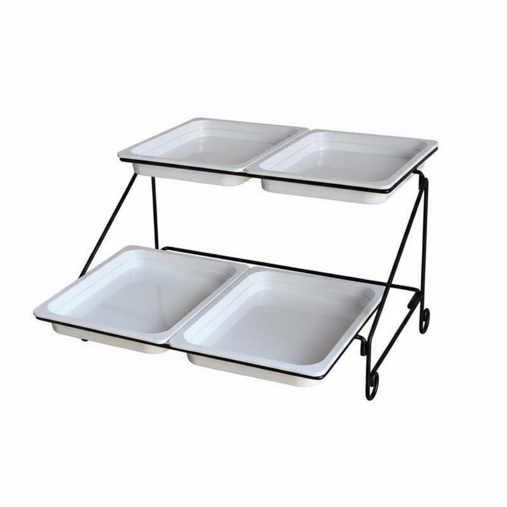 Lidded Food Serving Station Transparent Lids 2-Tier Buffet Serving Stand Rectangular Food Display Stand Particles-Resistant Lids