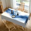 One Elegant Blue Tablecloth - White Rectangular Table Cover, Suitable for Home Decorationzyc