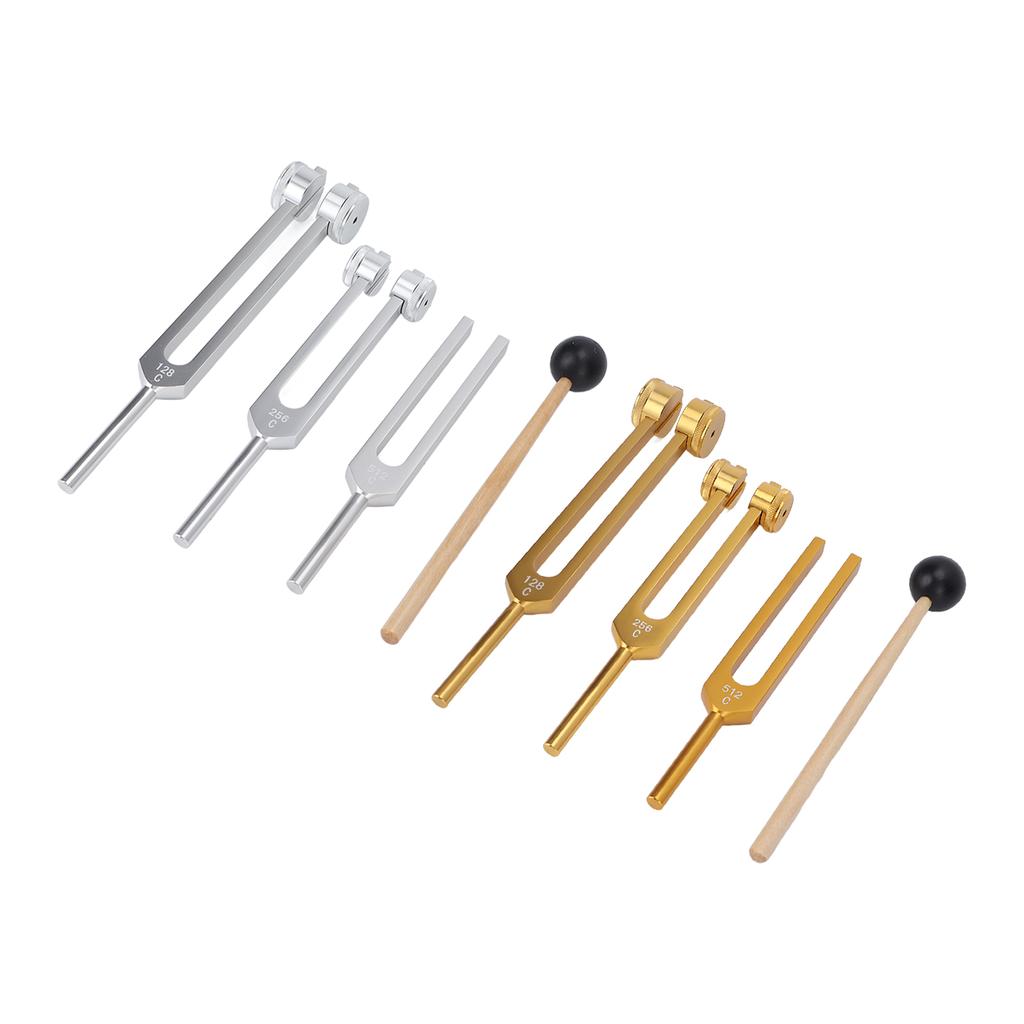 Chakra Tuner 3 Pcs Tuning Fork Set 128 256 512Hz Aluminium Alloy Body Tuning Forks with Hammer for Sound Healing Tuning Fork