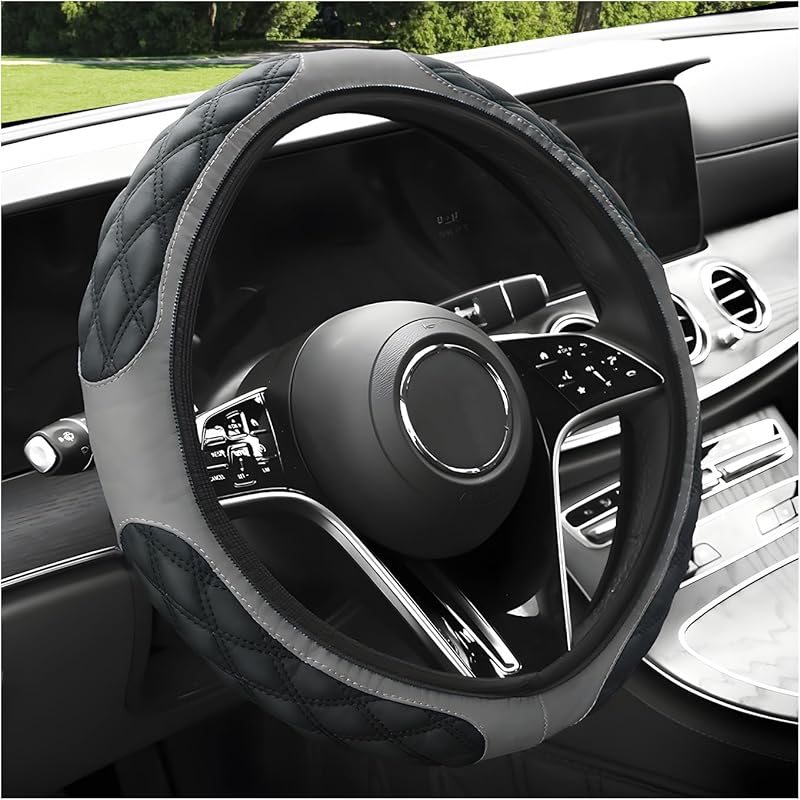 Car Steering Wheel Cover, 15 Inches Non-Slip Leather Car Steering Wheel Protector, Universal Steering Wheel Soft Cover Mats For Car Truck SUV,