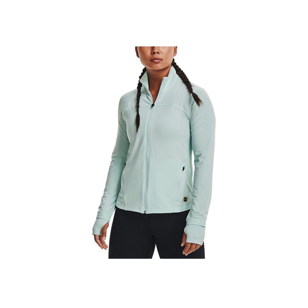 Under Armour Solid Color Zip Training Sports Stand Collar Jacket Women Jackets Green 1359081-936