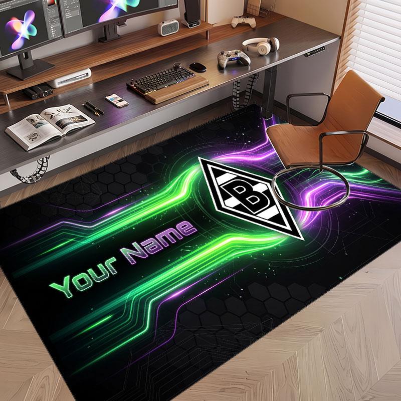 Custom Rug Borussia Mönchengladbach Pattern Print Name Text Soft Non‑Slip Floor Carpet for Home Indoor Decoration