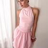 Frühling und Sommer neues modisches sexy rückenfreies Kleid Temperament schulterfreies kurzer Rock Pendler vielseitiger Rock Damen