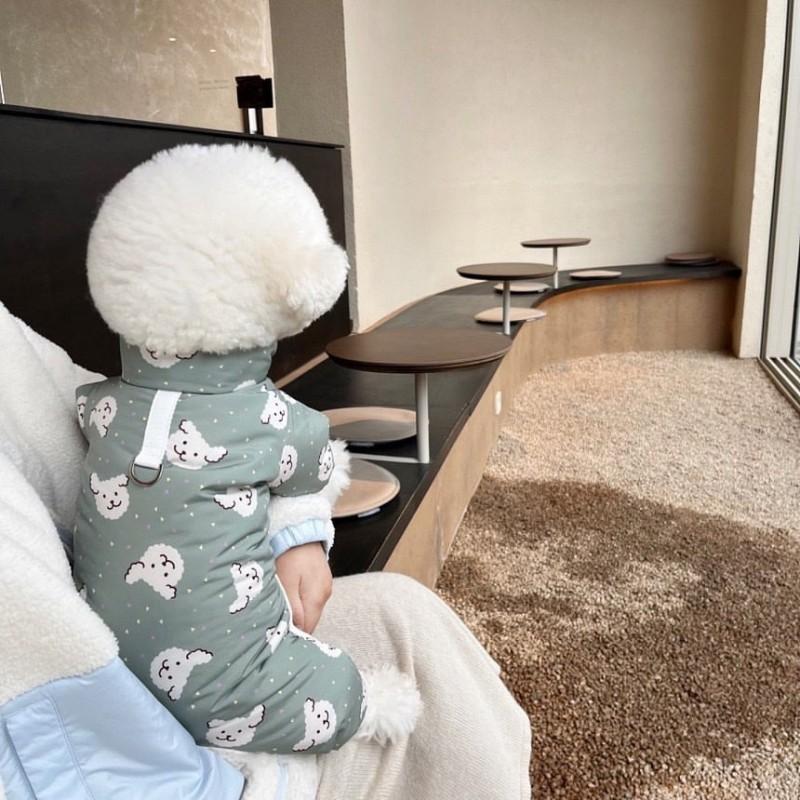 Winter Jumpsuit Dog Warm Jacket Dog Clothes Puppy Print Dog Coat Chihuahua French Bulldog Bichon Four Legs Pet Clothing Apparels