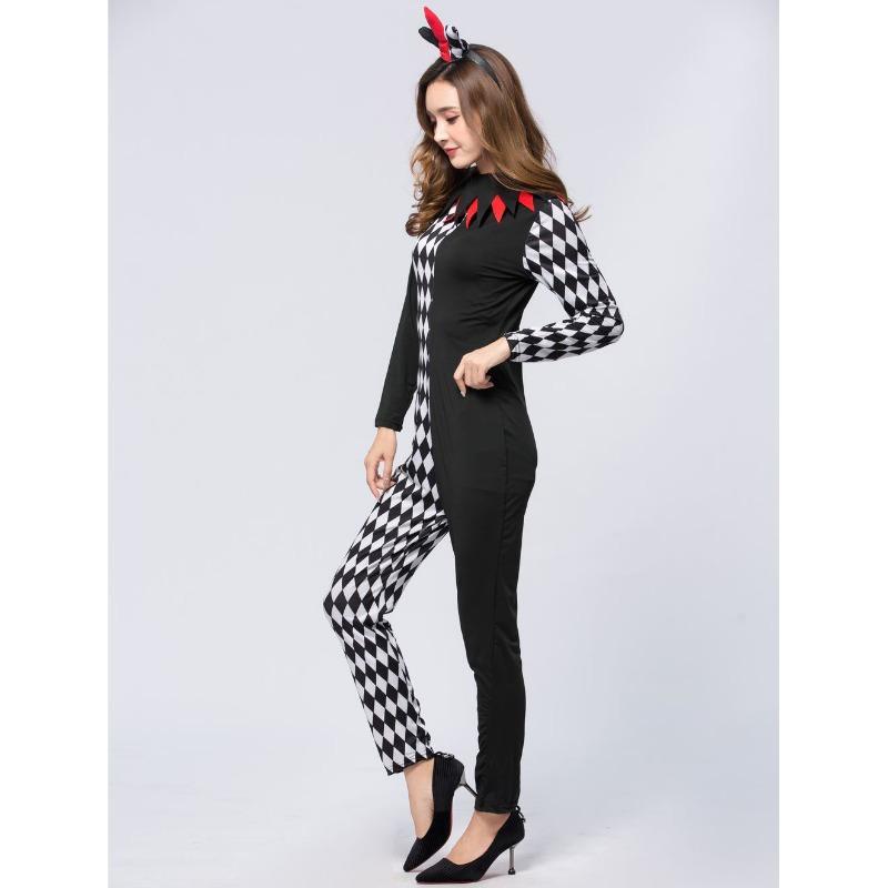 Halloween costumes, stage uniforms, and striped evil clown costumes