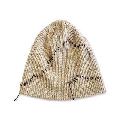 NOUGHT Wave Hand Stitch Detail Beanie / Beige