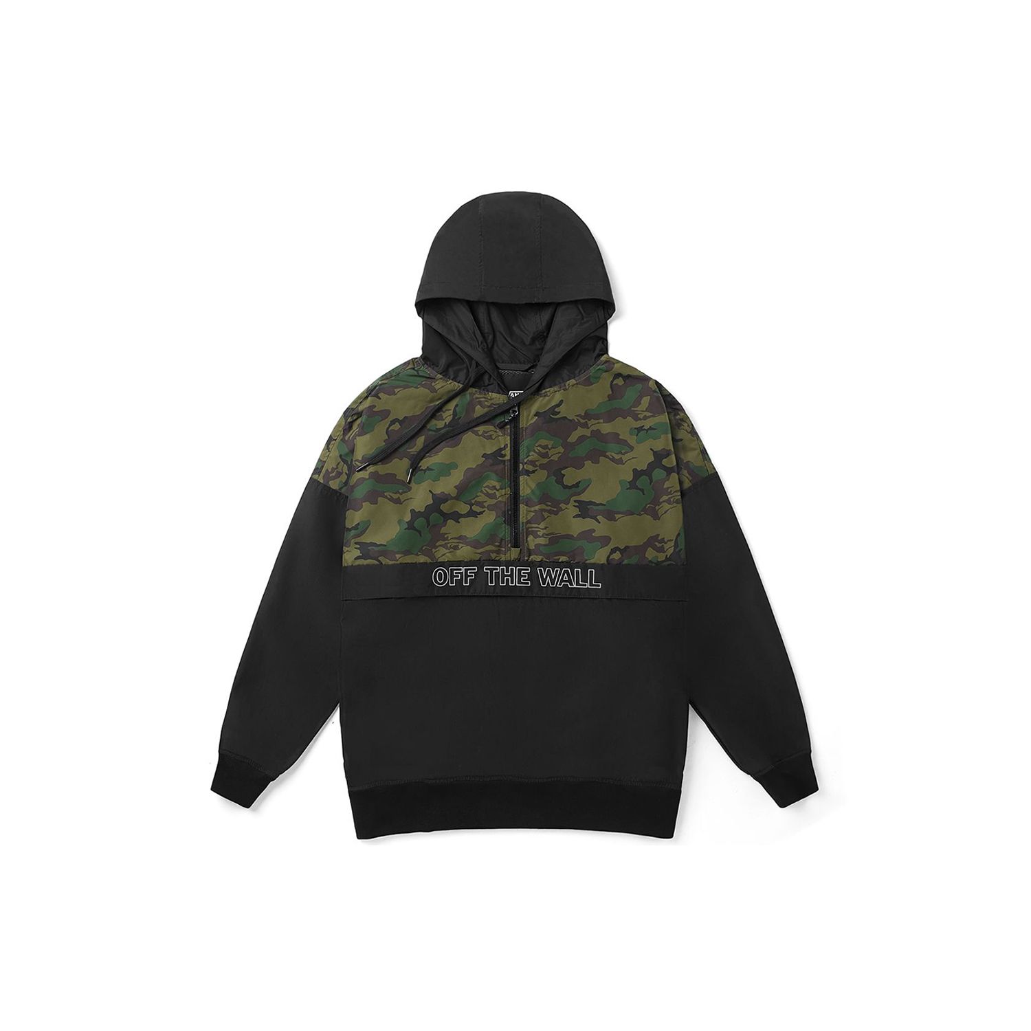 Vans Camo Panel Half-Zip Anorak Hoodie Black Green Unisex VN0A48A1BLK S