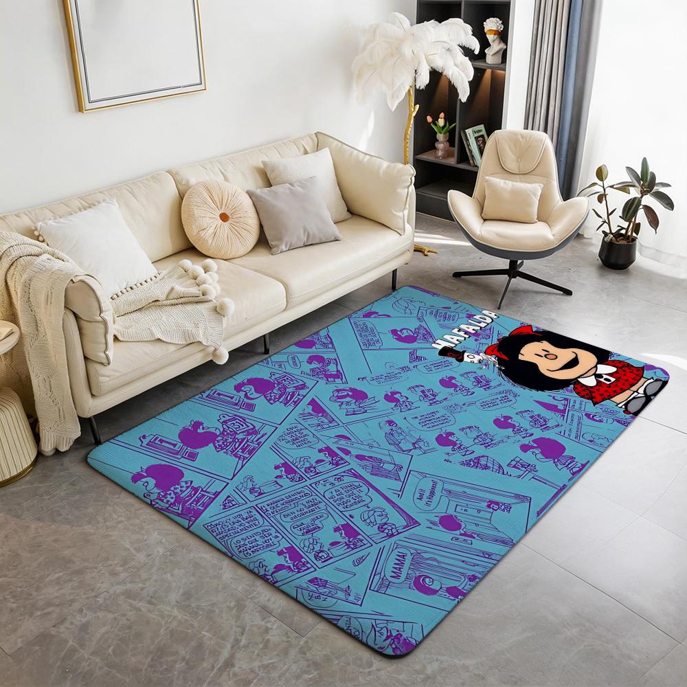Cute Cartoon Mafalda Floor Mat Eco  Flannel Doormat Non Slip Odorless Indoor Floor Rug Soft Short Plush Home Mat