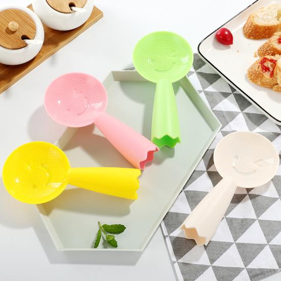 3 Pcs/Set Rice Spoons Heat Resistant Comfortable Grip Stand Up Non-stick Cartoon Serve Rice Particle Design Smiling Face Kitchen Rice Shove for Home