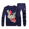 Autumn Men's Sportswear Set Pants Flower Printed Pullover Male Tracksuits
