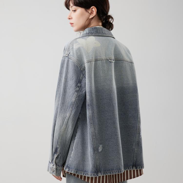 ELLE French Fashion Design Vintage Style Casual Loose Versatile Long Sleeve Denim Jacket Women jackets L8AFL160
