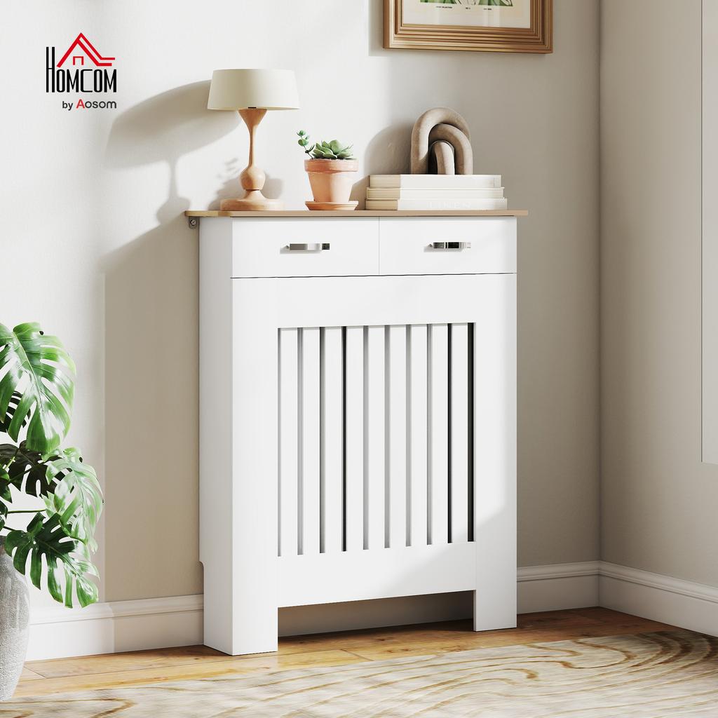 Radiator Cover with Storage Drawer, 78 x 19 x 97 cm, White