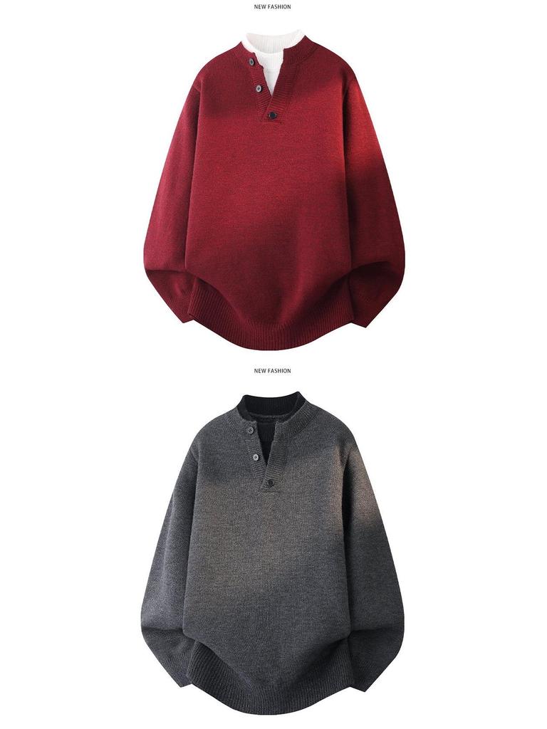 2025 Autumn/Winter Youth Fashion Casual Button-up Knit Sweater