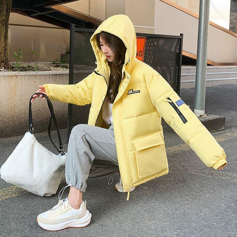 

Свободная хлопковая куртка с капюшоном для женщин, зимняя одежда в корейском стиле с универсальным дизайном XXL жёлтый