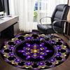 1pc Purple Floral Mandala Carpet, Round Non Slip Durable Large Size Office Carpet, Suitable for Office