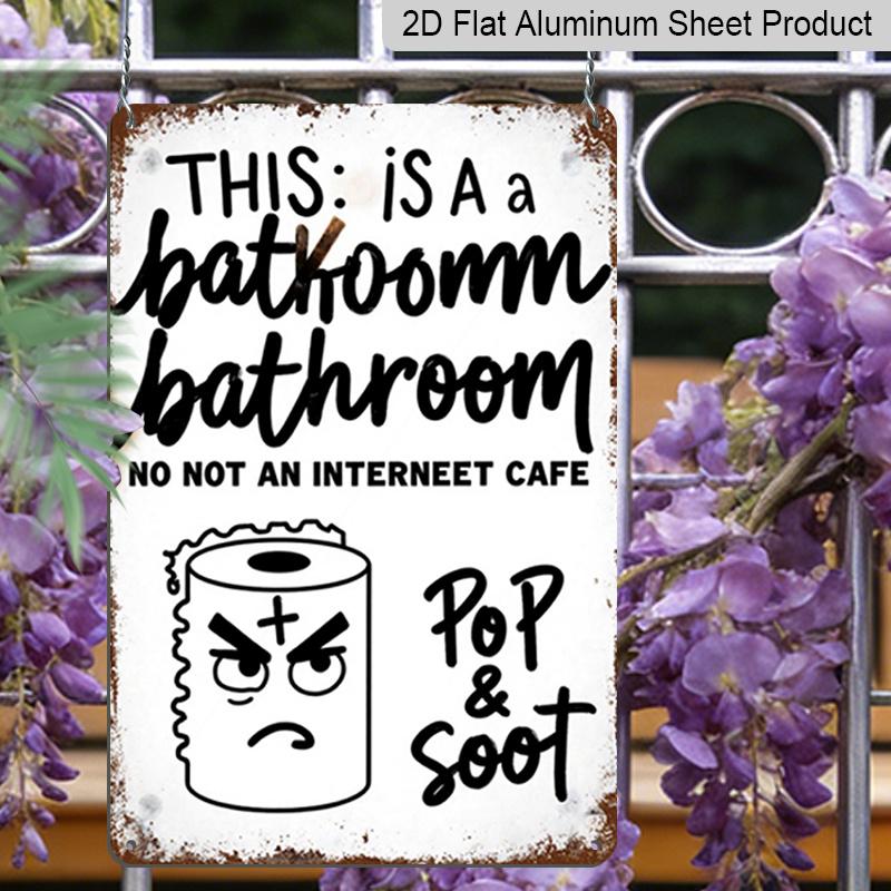 2D Flat - Is This A Bathroom in An Internet Cafe? A Vintage Aluminium Decorative Sign Measuring 8X12 Inches. Perfect for Christmas Decorations in