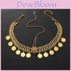 Simulation Gemstone Decor Flower And Circular Tassel Design Gold Headwear For Party Wear