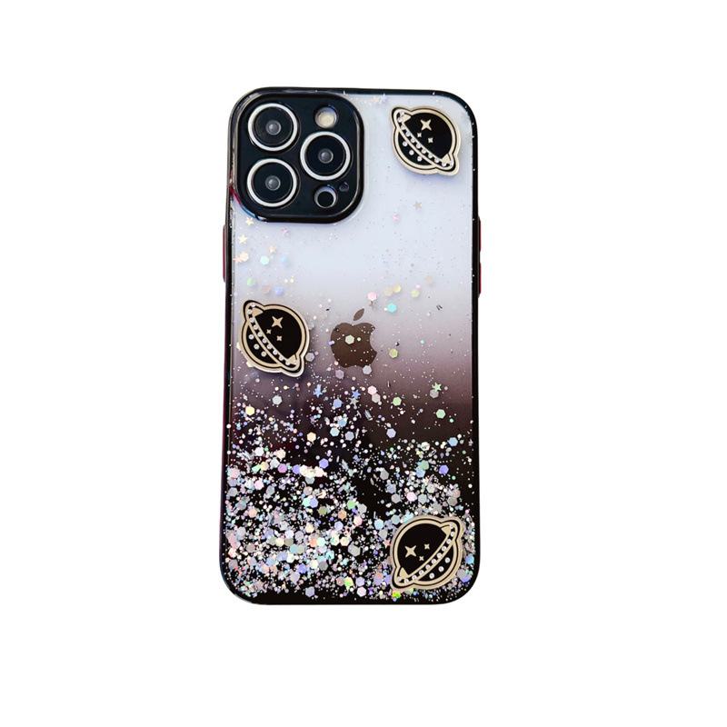 Starry Sky Planet Silicone Case for Apple 14/12/11/X/6S Promax - Anti-Fall, Trendy Design