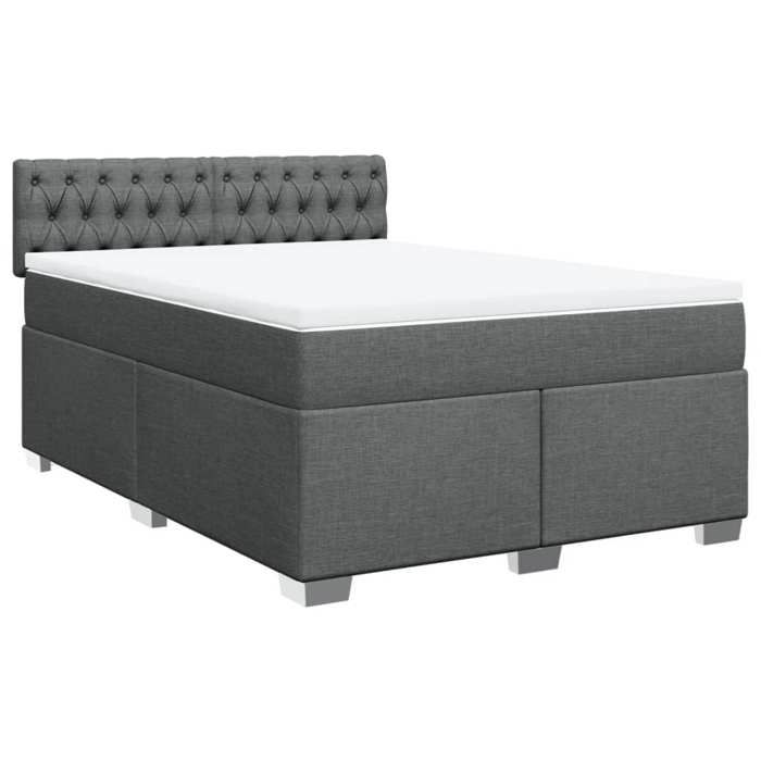 Maison Exclusive - Sommier à lattes de lit avec matelas Gris foncé 160x200cm Tissu