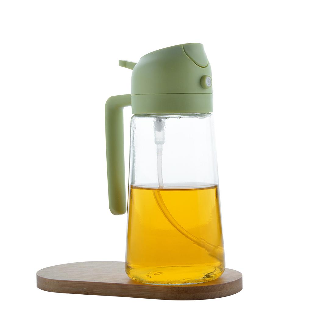 LMETJMA 470ML 2 In 1 Olive Oil Dispenser Oil Sprayer Glass Olive Oil Dispenser Bottle with Pourer Oil Bottle for Salad BBQ JT320