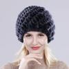 Russian Lady 100% Natural Real Rex Rabbit Fur Hats Women Kintted Outdoor Rex Rabbit Fur Hat New Warm Real Fur Caps