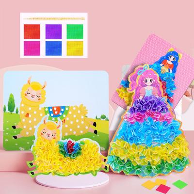 Lustiger Poke-Stich-Malerei-Stoffkunst-Rausch für Kinder Mädchen Cartoon-Tier Prinzessin Kinder DIY Stechen Zeichnen Anziehbrett