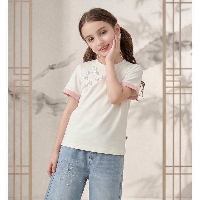 Montagut Mädchen-T-Shirt im neuen chinesischen Stil 2026 – antibakteriell, Kurzarm