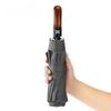Light Luxury Wooden Handle Umbrella Sun Protection Anti-ultraviolet Fully Automatic Tri-folding High-end Business Gift Umbrella