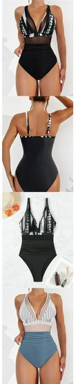 2025 European & American Backless Mesh Bikini Swimsuit